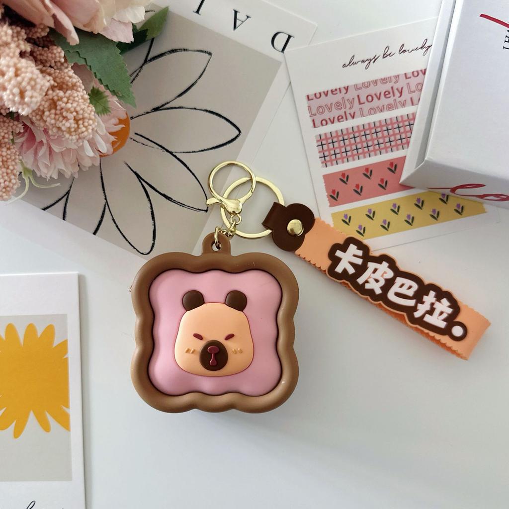 Cute Kapibara Silicone Coin Bag Cartoon Capybara Mini Key Bag Three-dimensional Square Bag Fun Backpack Pendant