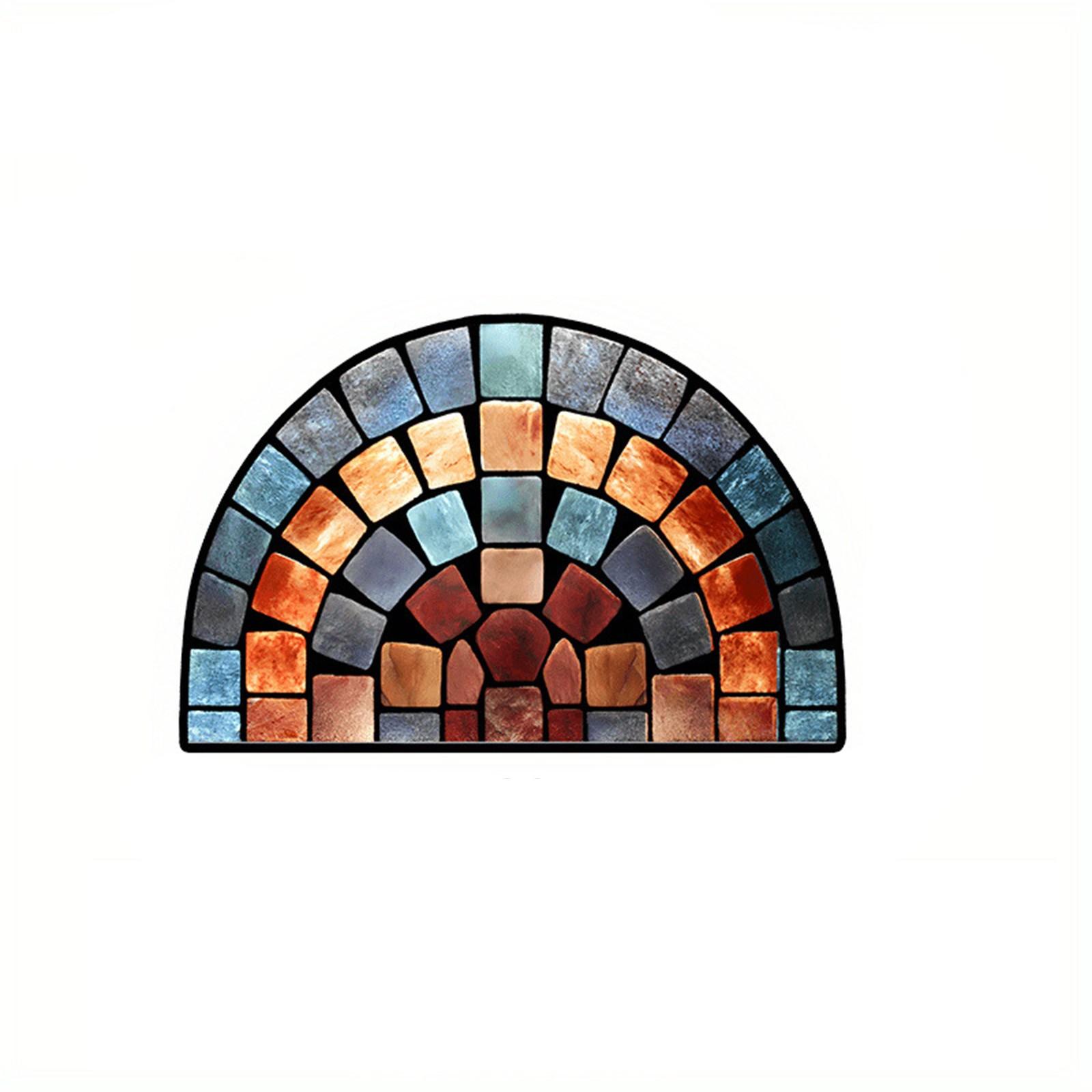 

Коврик с цветочным рисунком, Полукруглый коврик с принтом, Коврик для входной двери, Коврик для двери ванной комнаты, Впитывающий и грязеотталкивающий коврик One Size