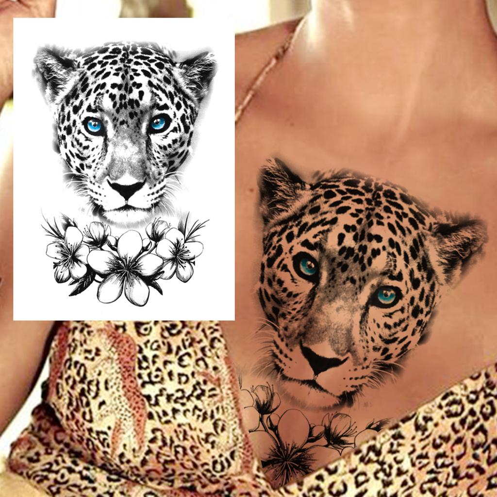 Watercolor Lion Tiger Temporary Tattoo For Women Men Atult Kid Realistic Fake Animal Tattoo Sticker Water Transfer Tatoos Thigh