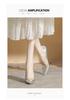Korean Style Silver Patent Leather Pointed Toe High Heels - Elegant Thin Heel Flats for Women