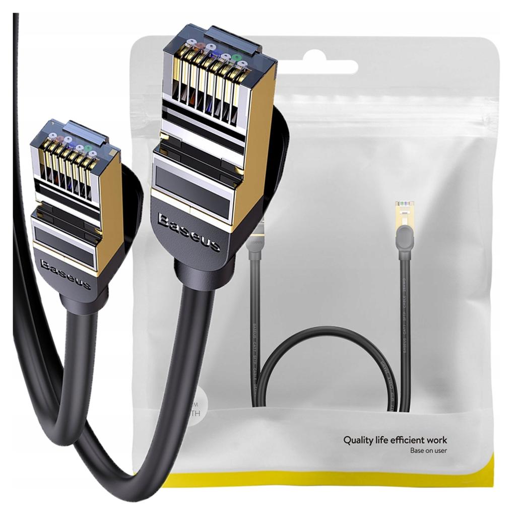 Kabel Sieciowy Baseus Ethernet Rj45, 10Gbps, 1M (Czarny)