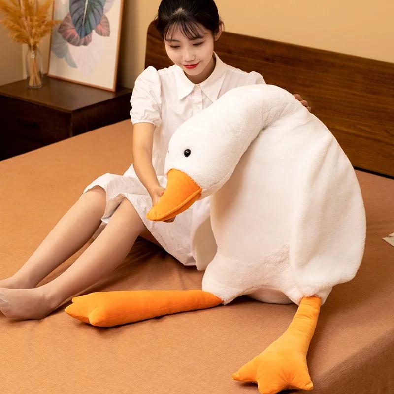 50-160cm Giant Long Plush White Goose Toy Stuffed Animal Big Wings Duck Hug Massage Throw Pillow Boyfriend Cushion for Girl