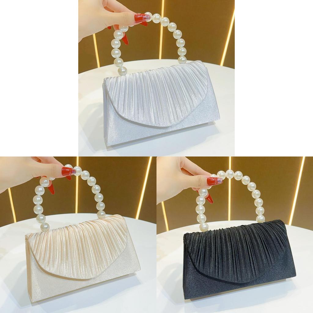 Modische Damen-Polyester-Clutch-Abendtasche mit Perlenverzierungen für Partys und formelle Anlässe