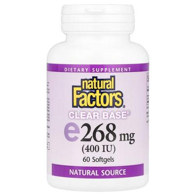Clear Base Vitamin E 268mg (400IU) Softgels, 60 Counts