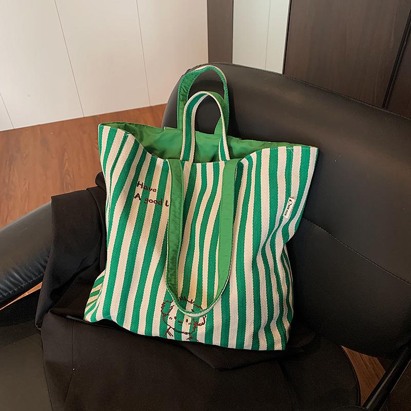 Casual Canvas Bag Korean Lazy Style Handbag 2025 New Large-capacity Tote Bag Fashionable Double-sided Shoulder Bag