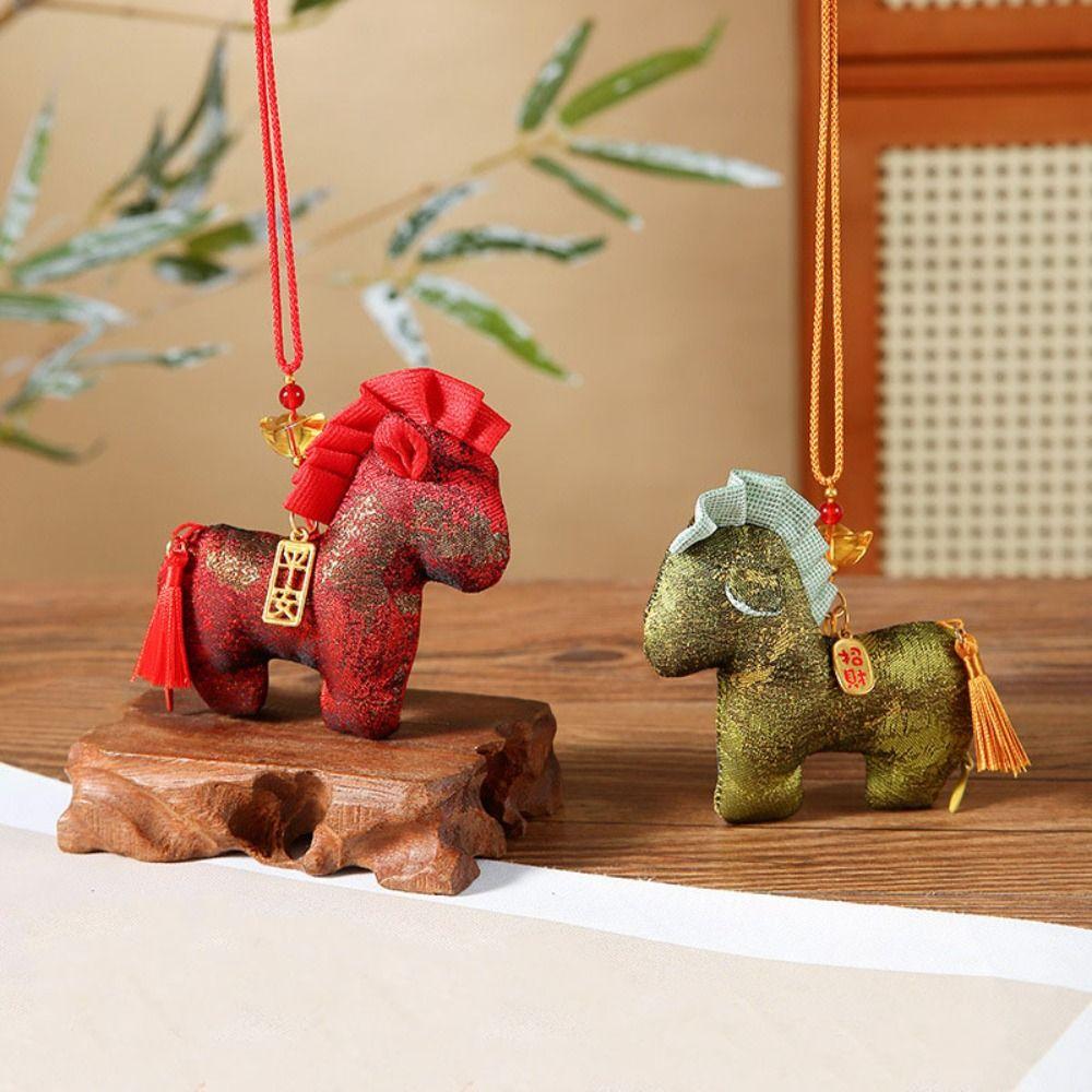Brocade Zodiac Horse Sachet Refillable Embroidery Bag Horse Hanging Decoration Chinese Style New Year Pony Car Pendant Gift