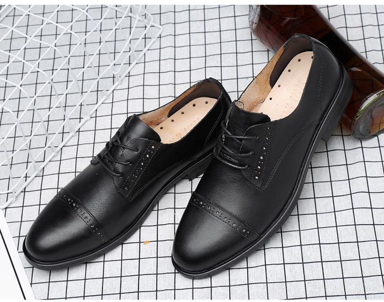 Men's Cross-Border Leather Formal Shoes - Soft Sole, Casual, Lace-up, Top Layer Cowhide, New Style