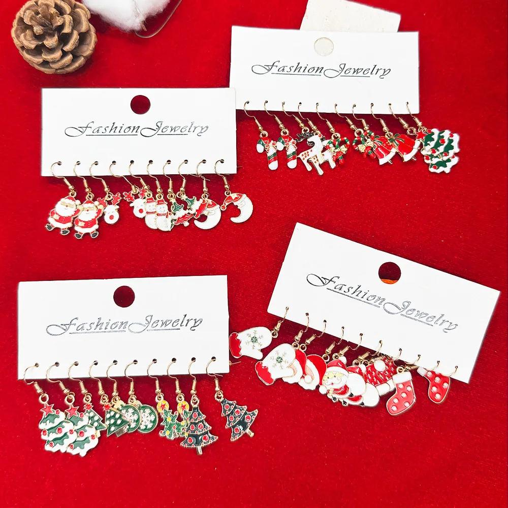 Xiaomi 40PCS Women's Christmas Earring Set, Drip Oil Christmas Tree Santa Claus Snowman Pendant Earrings, Christmas Gifts Choice