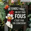 2D Flat, Retro-style, High-end Round Aluminum Wall Decoration, Available In Various Sizes, Featuring A Fun French Chick Pattern. Suitable for Indoor