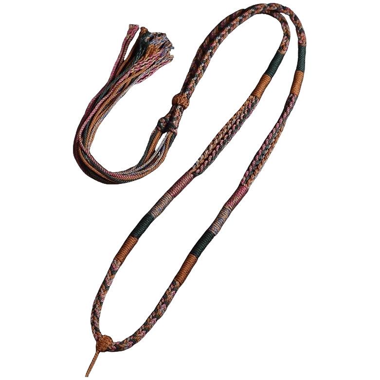 Tibetan Five-Color Woven Amulet Necklace with Quick-Release Thangka Pendant