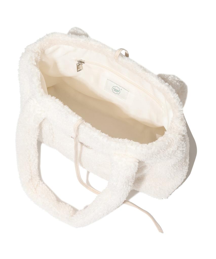 Covernat Woman Clover Heart Fluffy Medium Tote Bag Ivory