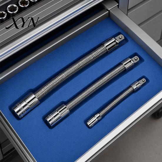 Flexible Extension Bar 1/3Pcs Shaft Bar, 3/8" 1/4" 1/2" Drive Bendable Tight Space Wrench Extender Socket Extender, Electric Connection Rod for Spaces