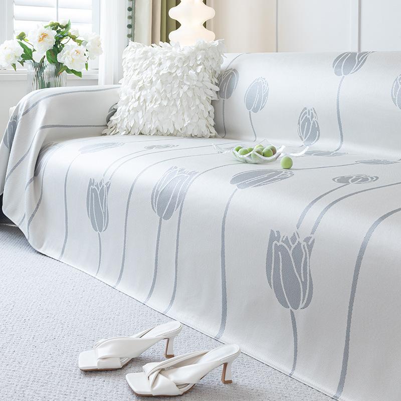 

Летнее ледяное шелковое полотенце для дивана, ледяной синий снег, универсальный чехол для дивана, цельный диван, большая тканевая подушка, прохладная и дышащая 180*130cm