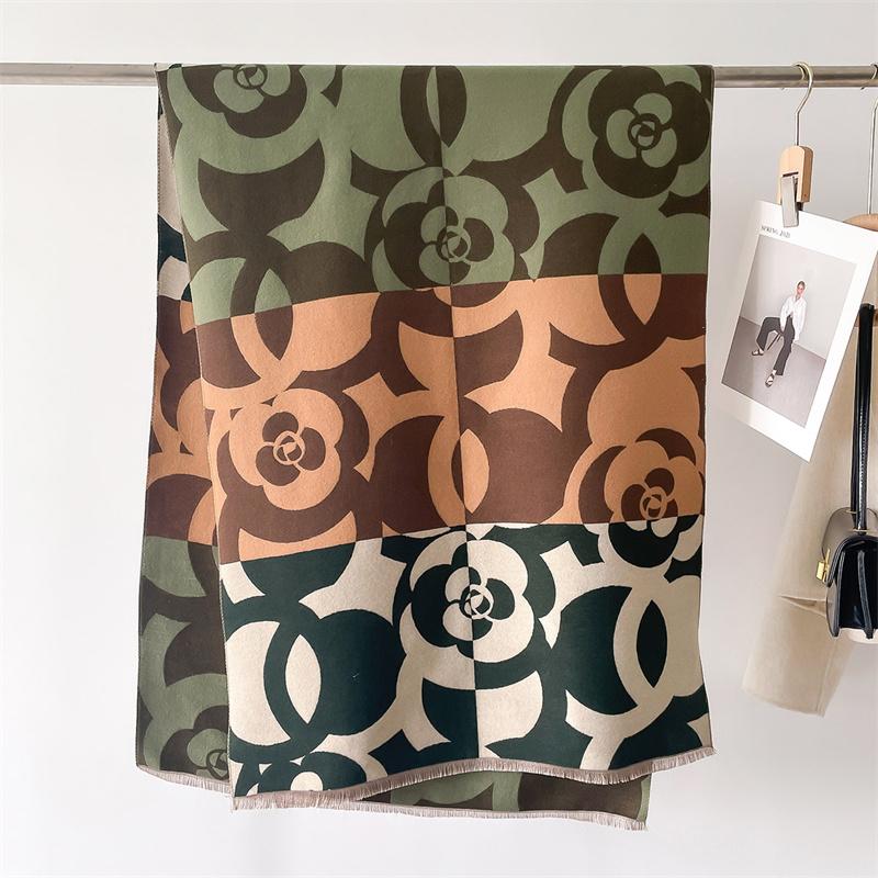 Luxury Design Winter Women's Print Cashmere Feel Scarf Shawl and Wraps Pashmina Scarf Warm Neckerchief Bufanda Tessel Echarpe