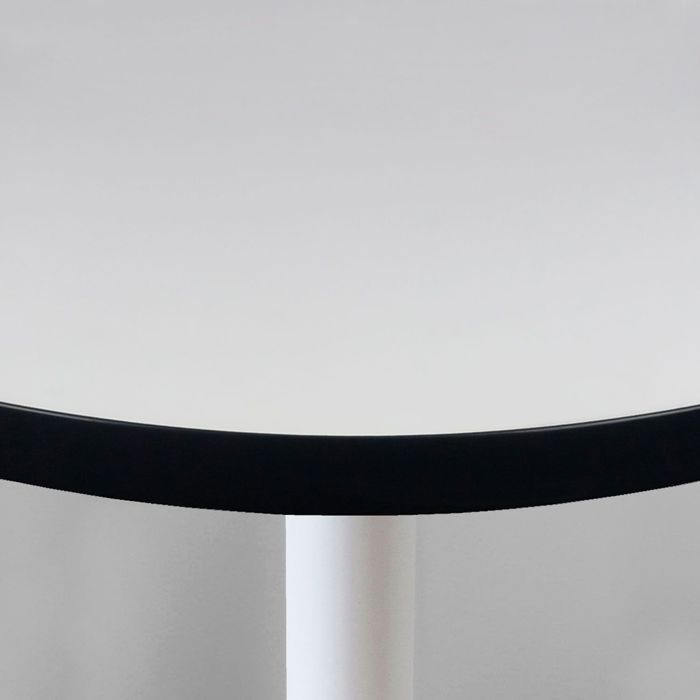 Round Table Ø 70 Cm - Model Round White Base White Black Edges