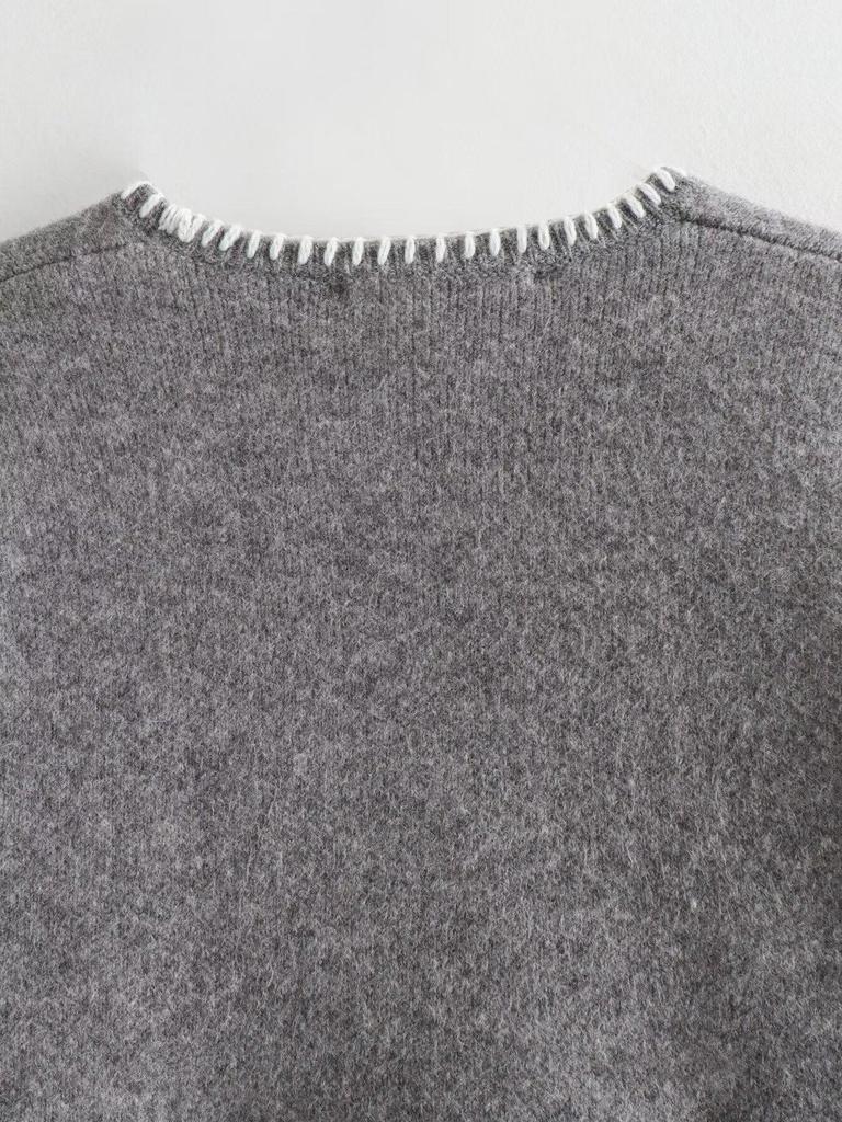 Spring New European & American Women's Knit Color Block Top
