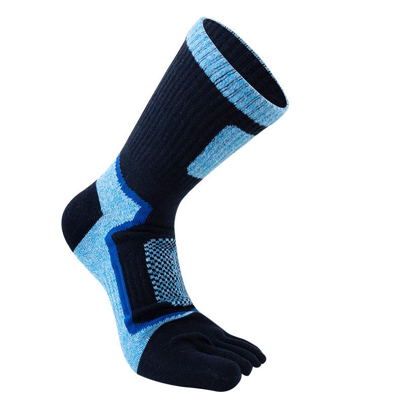 Chaussettes de sport en coton à cinq doigts pour hommes - Respirantes, absorbant la transpiration, mi-mollet, grande taille, orteils anti-odeur