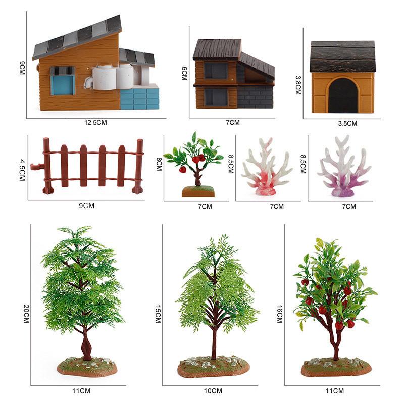 Fruit Fence Simulation Tree Water Grass House Micro Scene Model Ornament