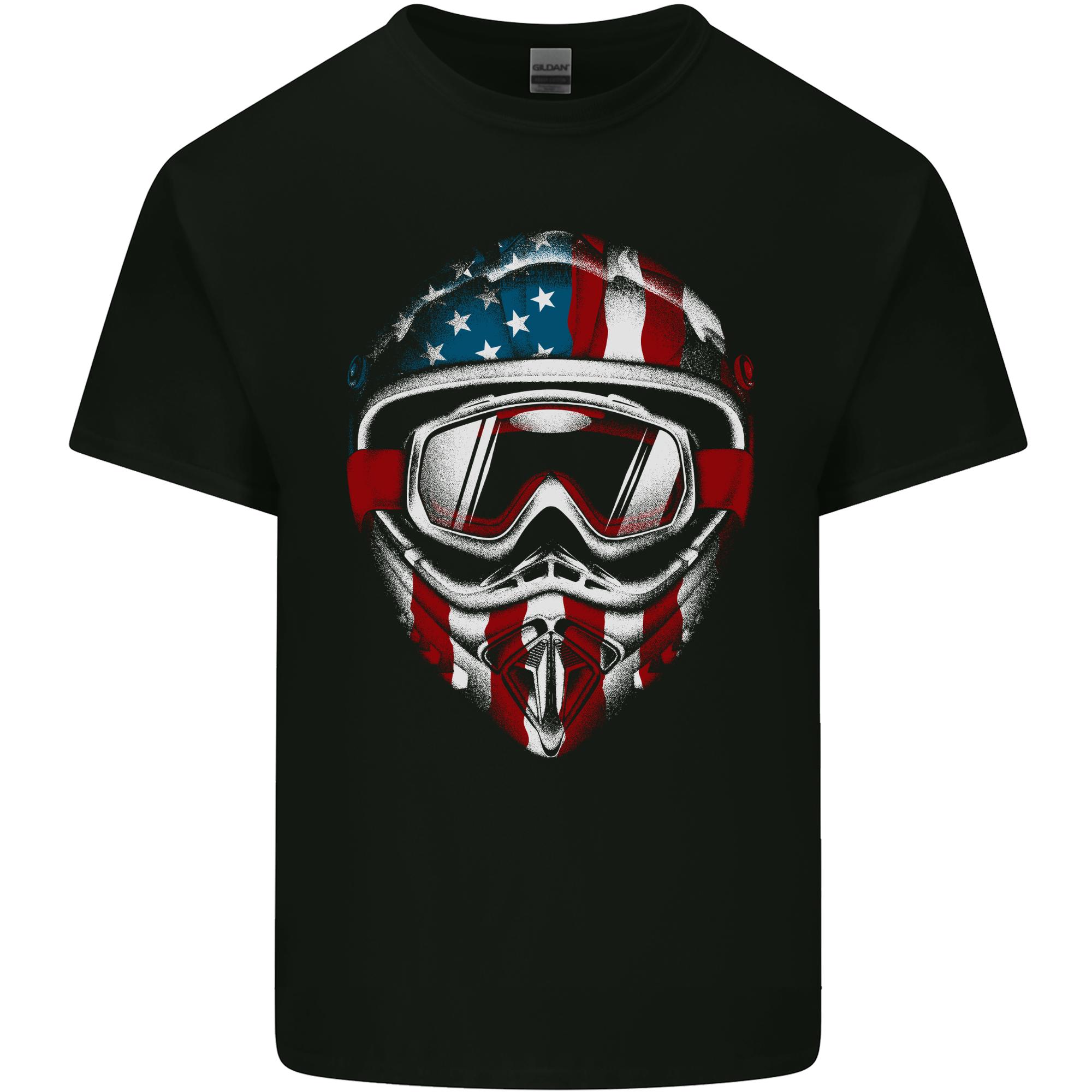 USA Motocross Helmet Dirt Bike MotoX Unisexs Light Cotton TShirt S