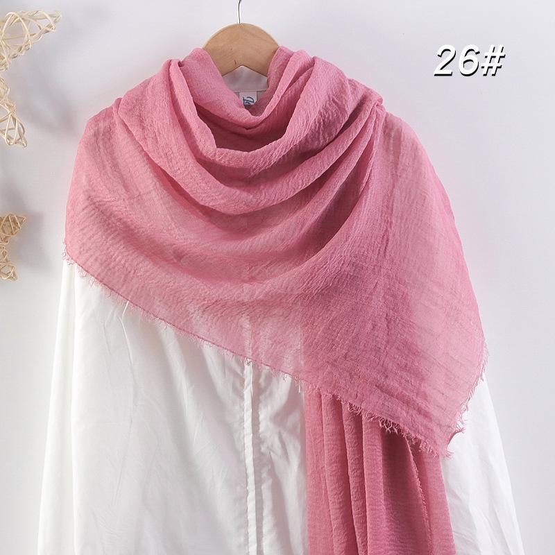 Women's Cotton Linen Silk Scarf - All-Season, Solid Color, Versatile Head and Sunshade Wrap