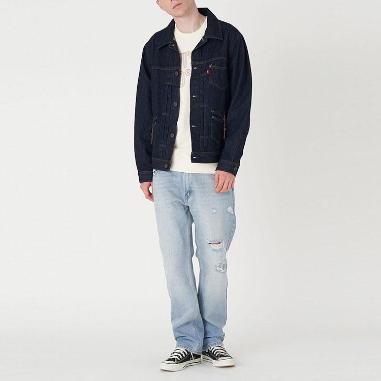 Levis FW22 Solid Color Button-Down Denim Jacket Men Jacket Dark-Blue A2699-0002