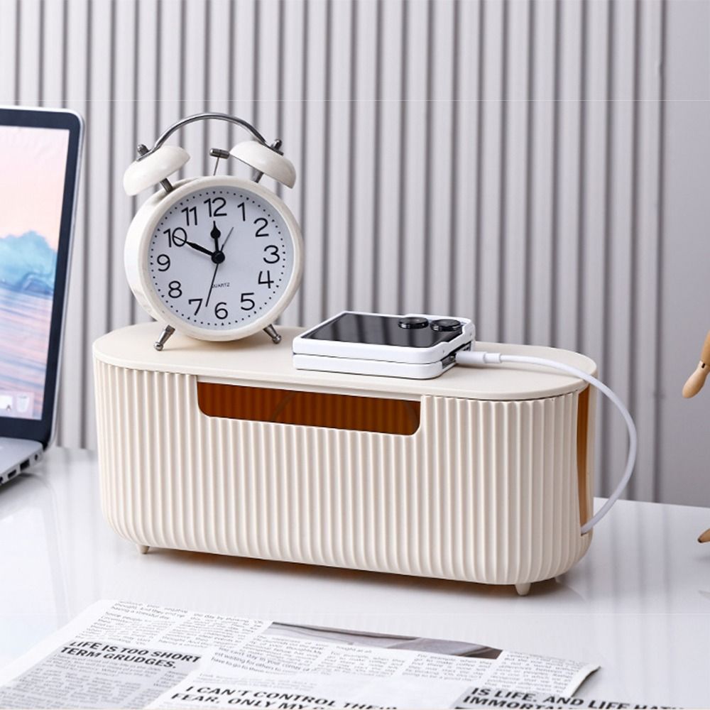 Dustproof Power Strip Storage Box Multi-Functional Power Strip Organizer Cable Storage Box Desktop