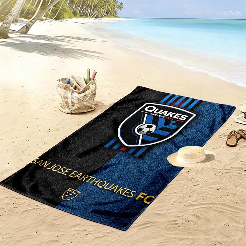 Name Custom San Jose Earthquakes Print Beach Towel, Large Soft Quick Dry Towel for Beach Camping Swimming