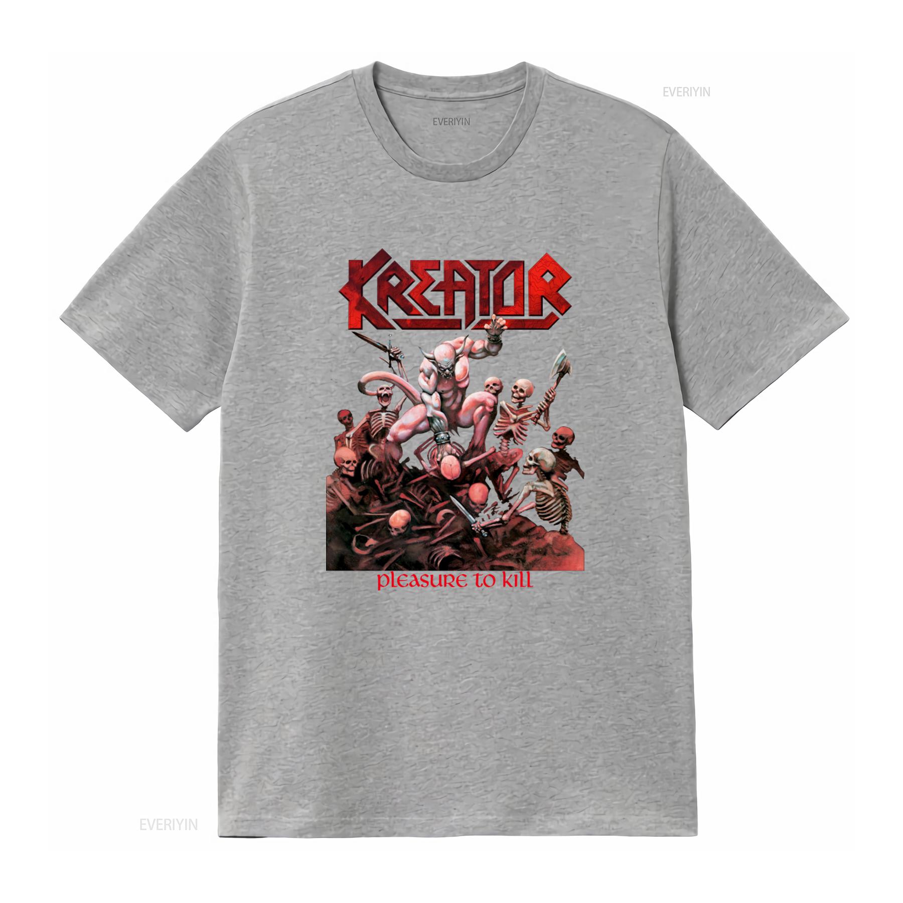 

Kreator Pleasure To Kill Death Metal Print Short Long Sleeve Black T Shirt for Sizes 345Xl vintage Washed graphic S