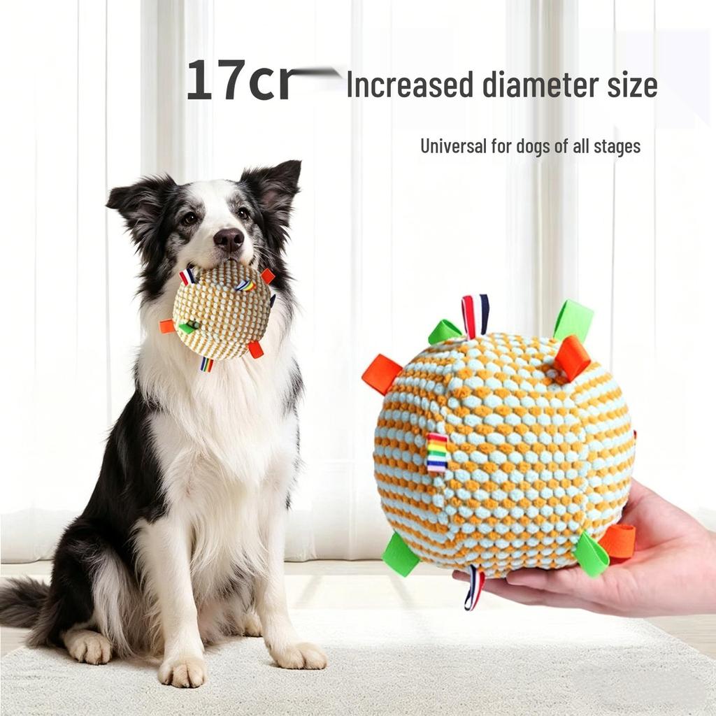 Durable Squeaky Plush Dog Ball - Soft, Chewable Fetch Toy for Dogs & Cats