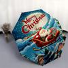 Santa Claus, Christmas Sleigh Theme 8 Bone Hand Automatic Folding Umbrella, Compact and Portable Design, A Perfect Gift for Birthday, Christ