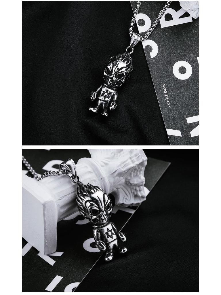 Retro Distressed Six-Pointed Star Cartoon Necklace Pendant for Men and Couples