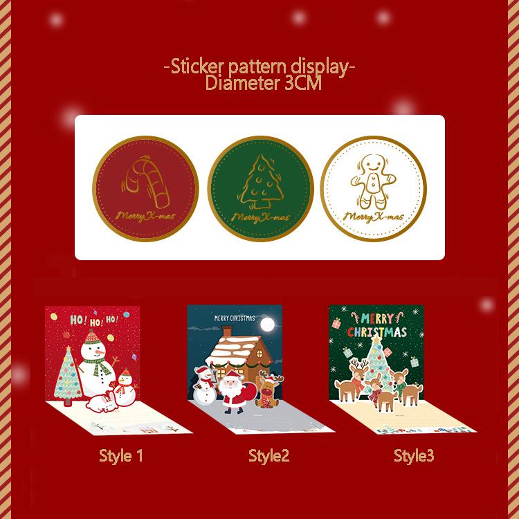 3 Stück Frohe Weihnachten 3D Grußkarte Wintergeschenk Umschlag Postkarte