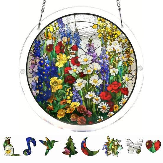 Acrylic Jigsaw Puzzle Suncatcher Kit, Stained Glass Style DIY Window Hanging Ornament for Home Decor, Gift for Women Men Mom