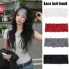 Korean Lace Floral Headbands Sweet Wide Lace Trim Hairband Solid Color Wide Hollow-Out Lightweight Headwrap Elastic Hair Bands