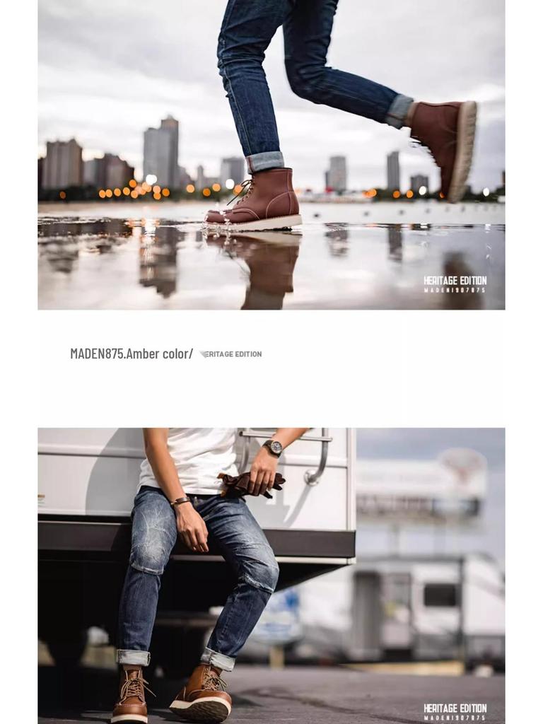 Madden 875 Men's Spring Mid-Top Leather Retro British Style Work Boots