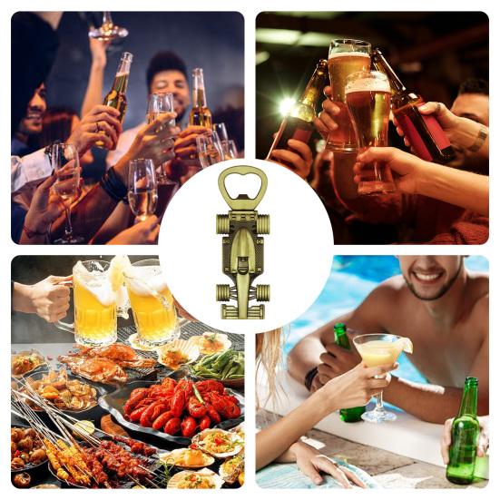 Race Car Bottle Opener Christmas Charm Zinc Alloy Non-Slip Handle Festive Gift for Racing Fans Dads Husbands Collectors Holiday Party Accessory