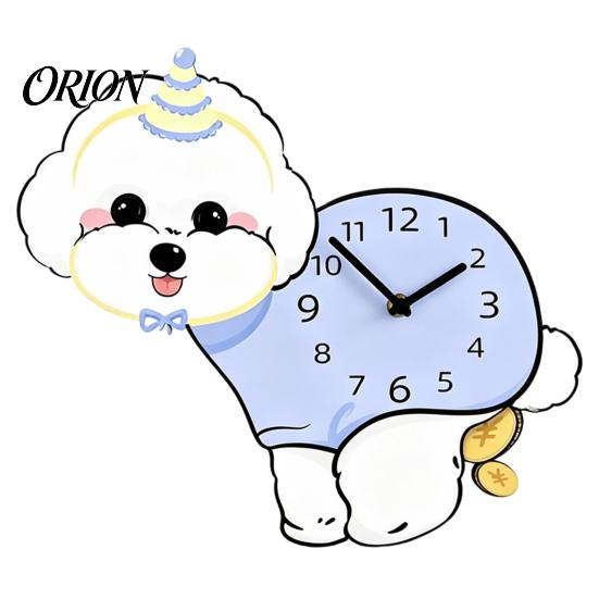 Wooden Clock with Swinging Pendulum Pooping Dog Wall Clock, Pendulum, Silent Non Ticking Hanging for Living Room Home Office, Gift Lover