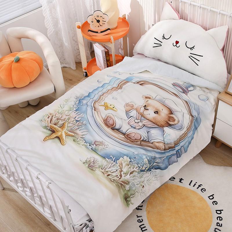 100% Cotton Lightweight Blanket Kids A-Grade Safety Soft Breathable Toddler Bedding AC Room Dormitory