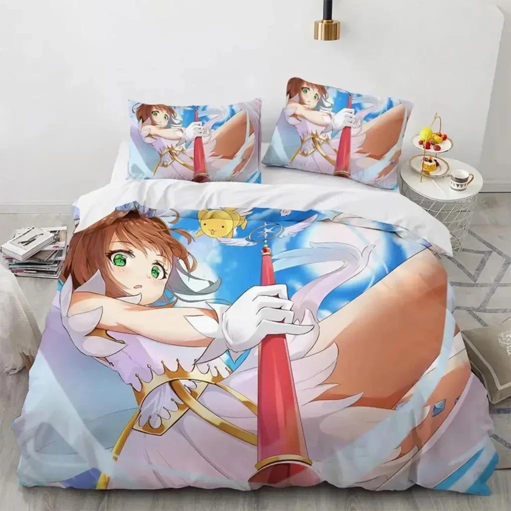 3D Print Anime Cardcaptor Sakura Beding Set Bedrom Soft Modern Bedspreads Comefortable Soft Duvet Cover Comfortable Quilt Cover And Pilowcase