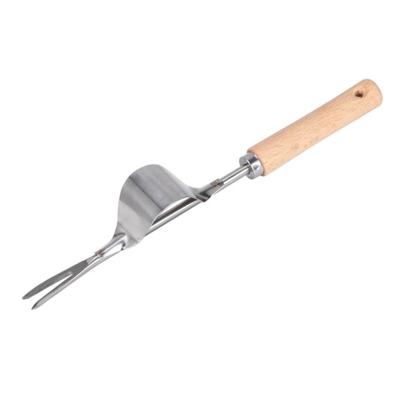 Hand Weeder for Gardening Stainless Steel Weeder Root Weeder with Wooden Handle Manual Weeder for Digging Weeding Loosening