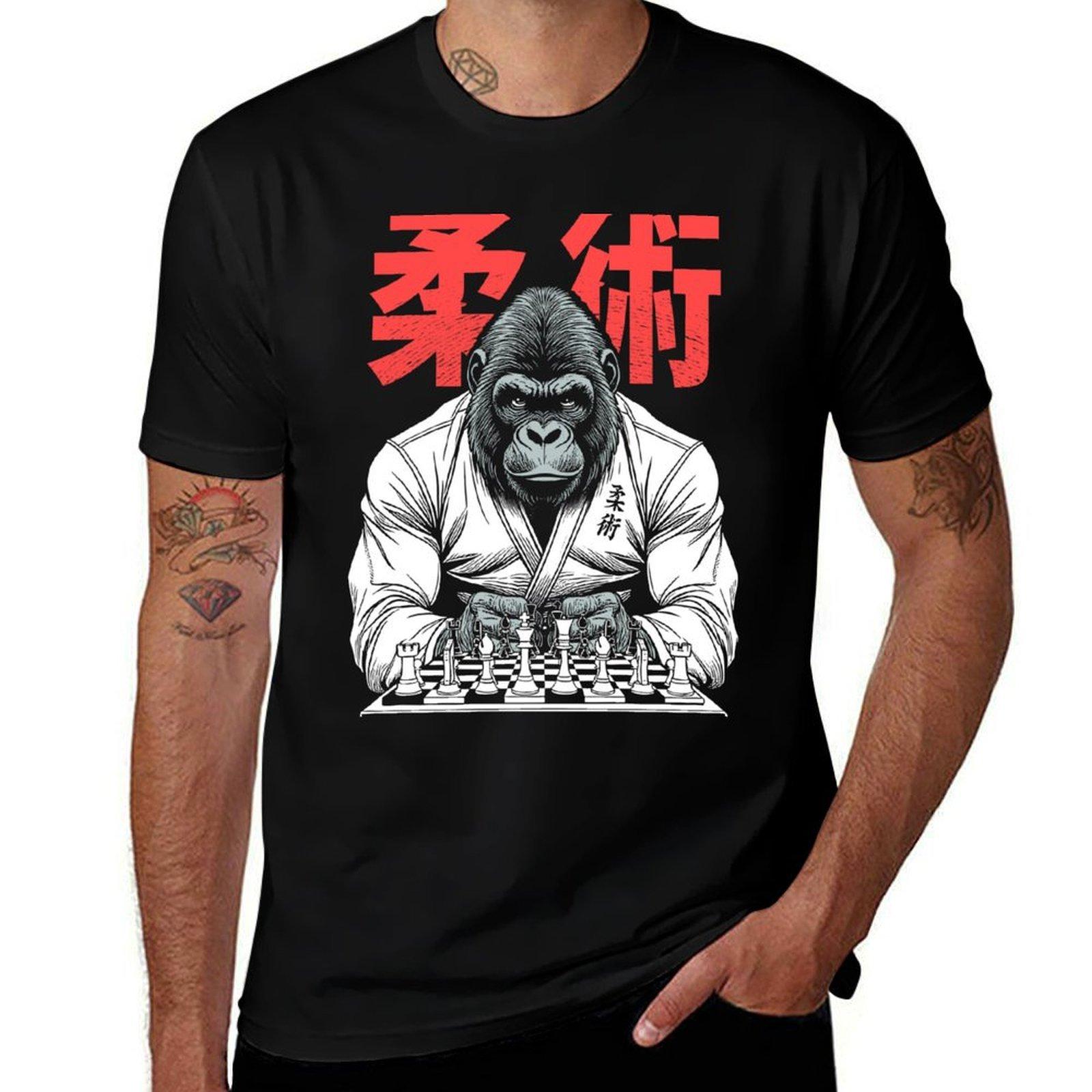 Горилла Джиу-джитсу Дзю-дзюцу ММА BJJ Грэпплинг Шахматы Кандзи Обезьяна Футболка аниме футболка мужские футболки с принтом набор 4XL