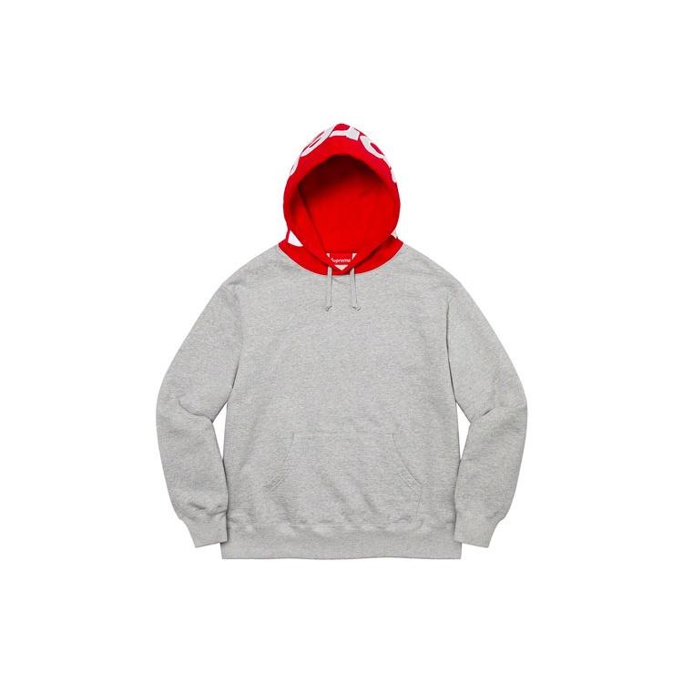 Supreme Contrast Hooded Sweatshirt `Grey Red