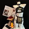 Cosplay Sexy Cat Maid Breastless SM PU Leather Restraint Training Temptation Extreme Small Breasts Bold Bodycon Costume Moe Moe Headband Tops Thong