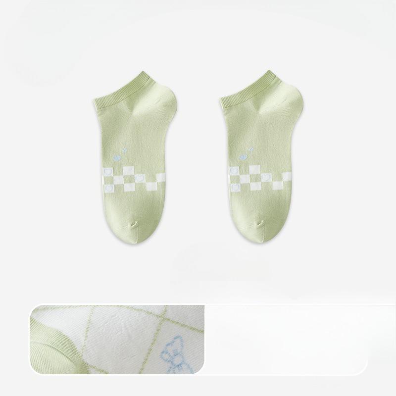 Women's Summer Thin Sports Leisure Pure Cotton Mesh Breathable Not To Drop with Antibacterial Sweat Absorbent Boneless Socks