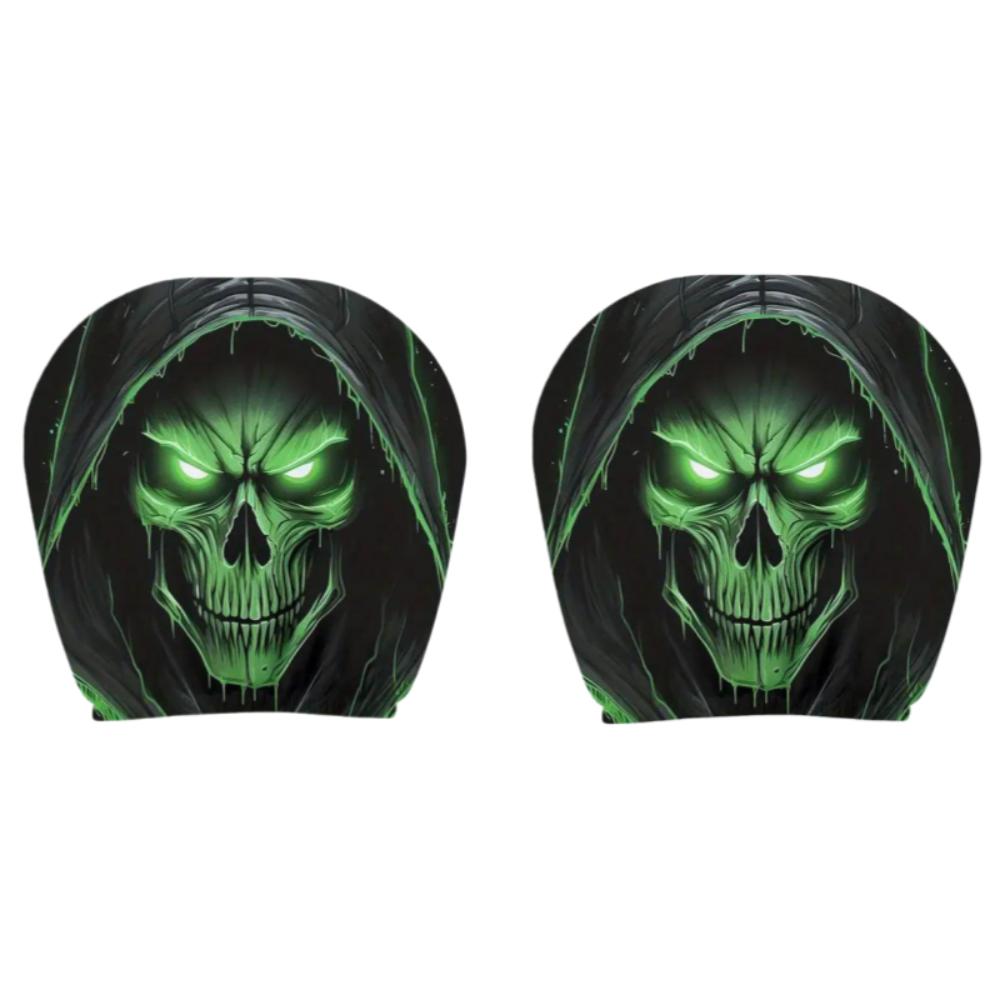 

Universal Car Seat Cover Breathable Black Skull Pattern Car Headrest Cover Elastic Dust-proof Car Seat Headrest For Cars Trucks