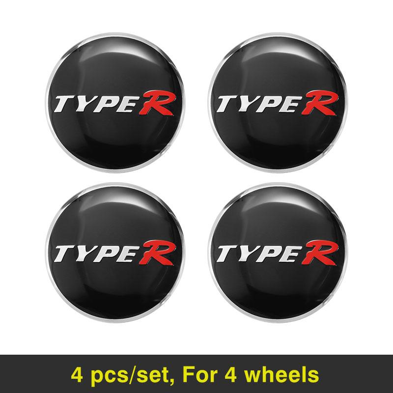 4Pcs Car Wheel Hub Center Metal Decals Sticker Accessories For Honda Civic Fit Jazz Accord Pilot CRV Odyssey Passport City HRV EC5