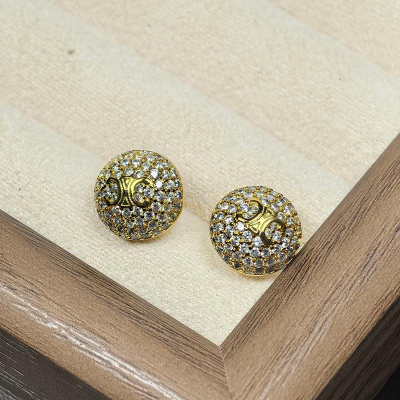 2025 CE Золотые Серьги-Гвоздики  Триумфальная арка  с Алмазами: Элегантная, Универсальная Роскошь для Женщин