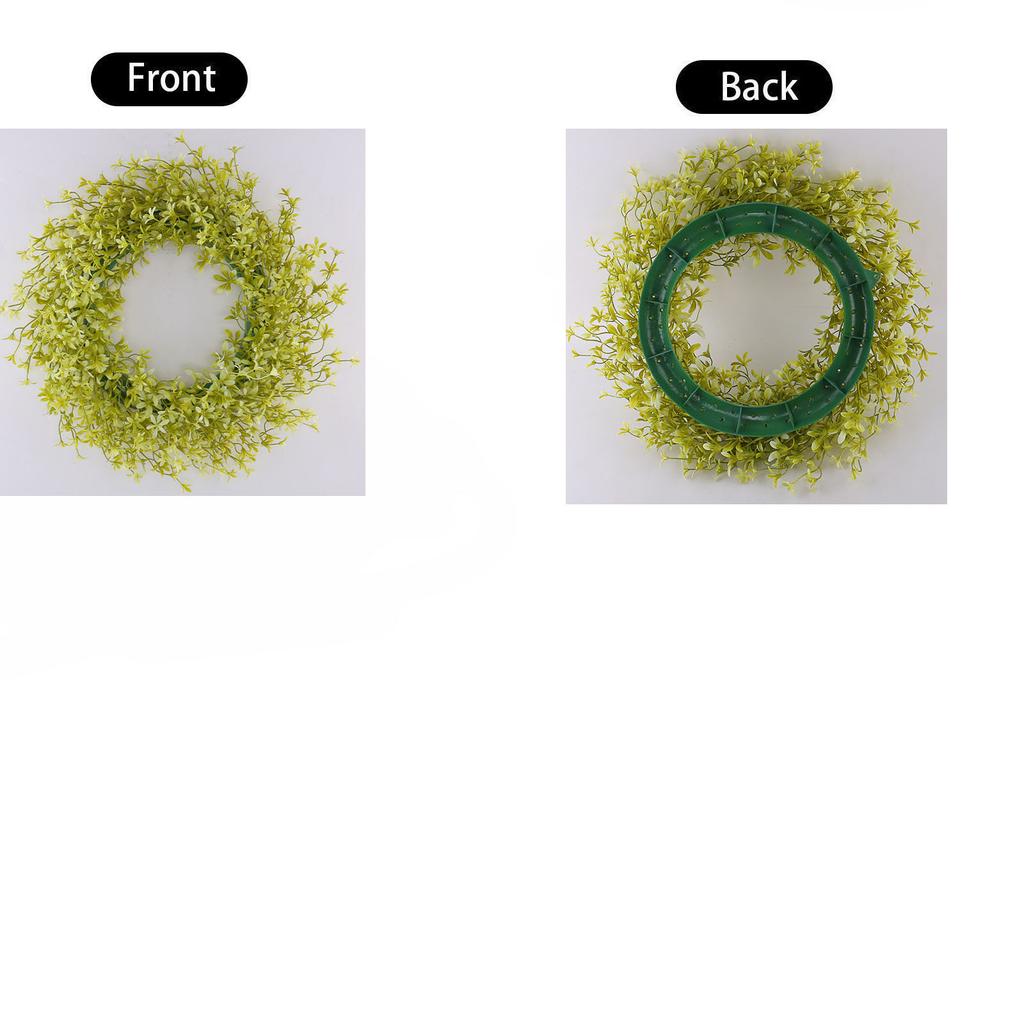 Artificial Fall Wreath with Yellow and Green Leaves for Outdoor Front Door Porch Hanging Decor