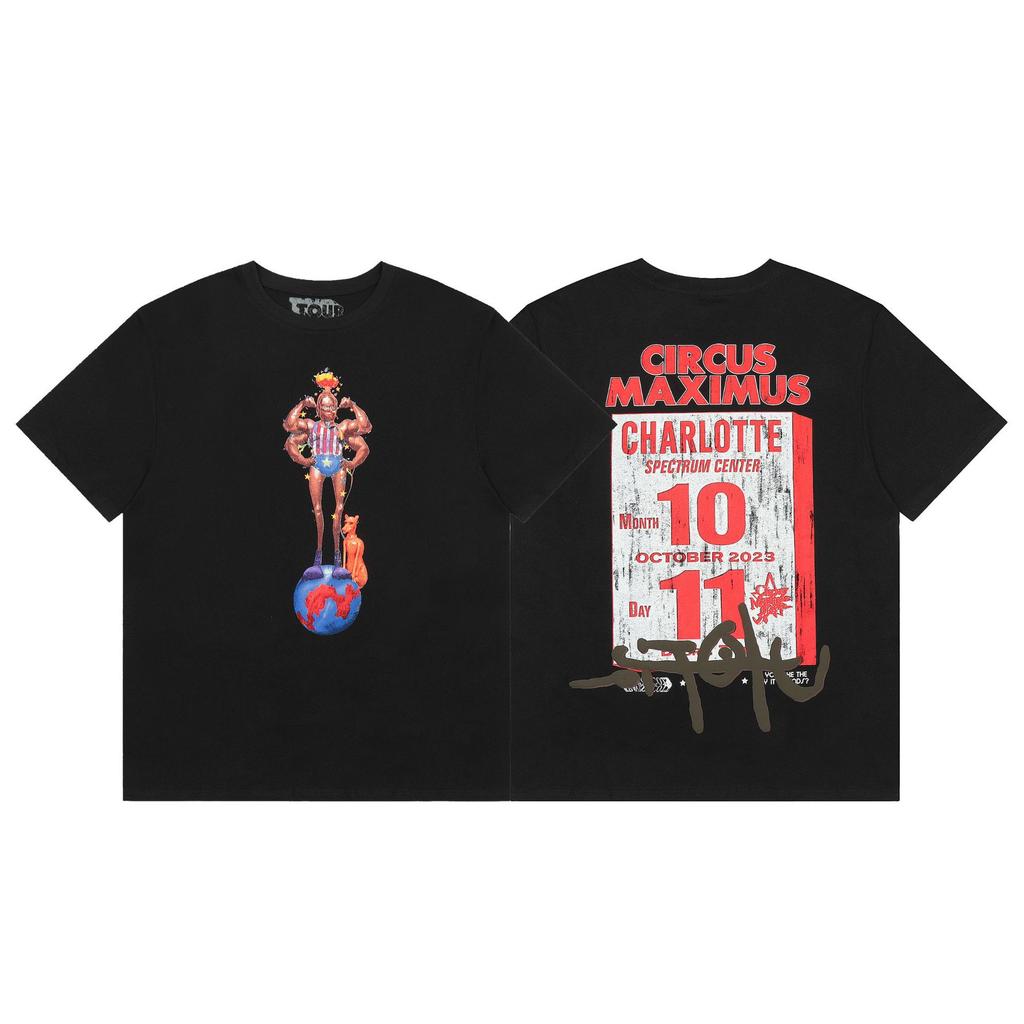 24S grenzüberschreitende Trendmarke Travis Scott Utopia Joint-Album geometrisches Graffiti kurzärmeliges T-Shirt Herren und Damen halblang