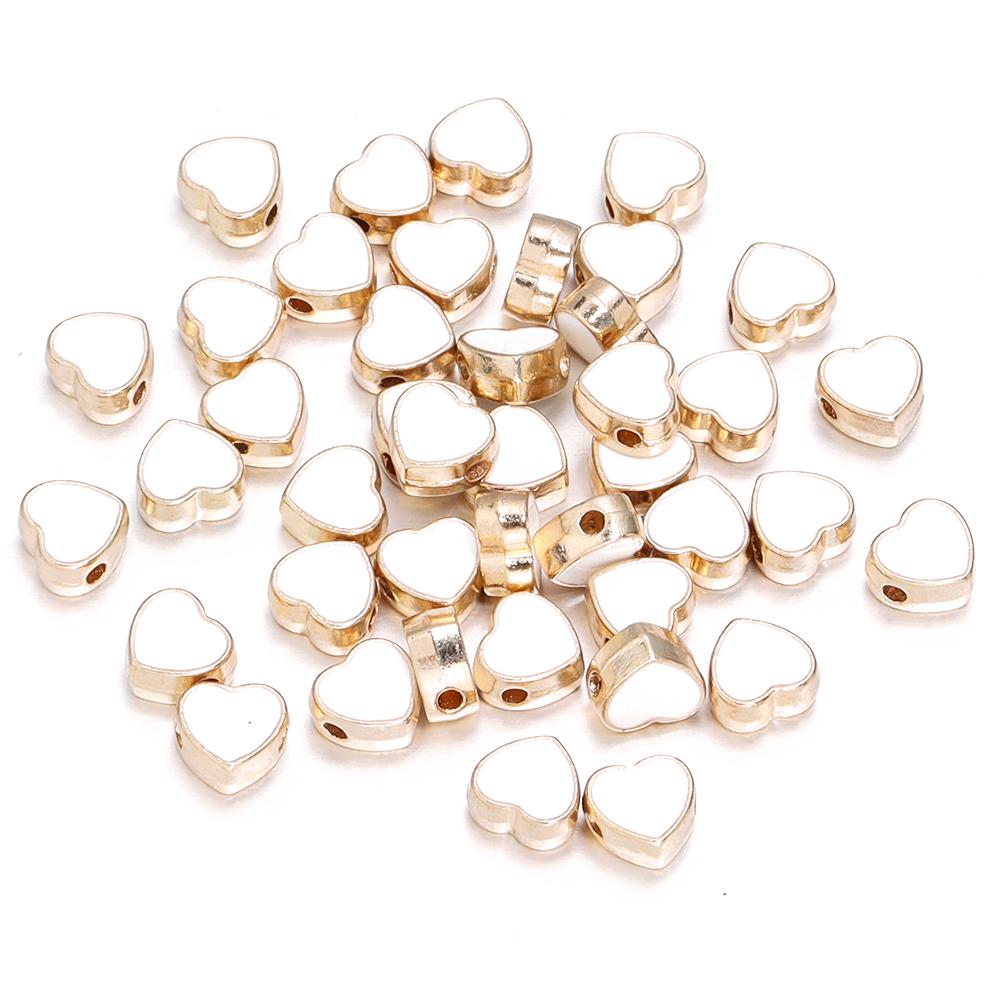 10pcs/lot 8mm Alloy Double Sided Love Heart Beads Multicolor Enamel Loose Spacer Beads For DIY Jewelry Making Necklace Bracelets